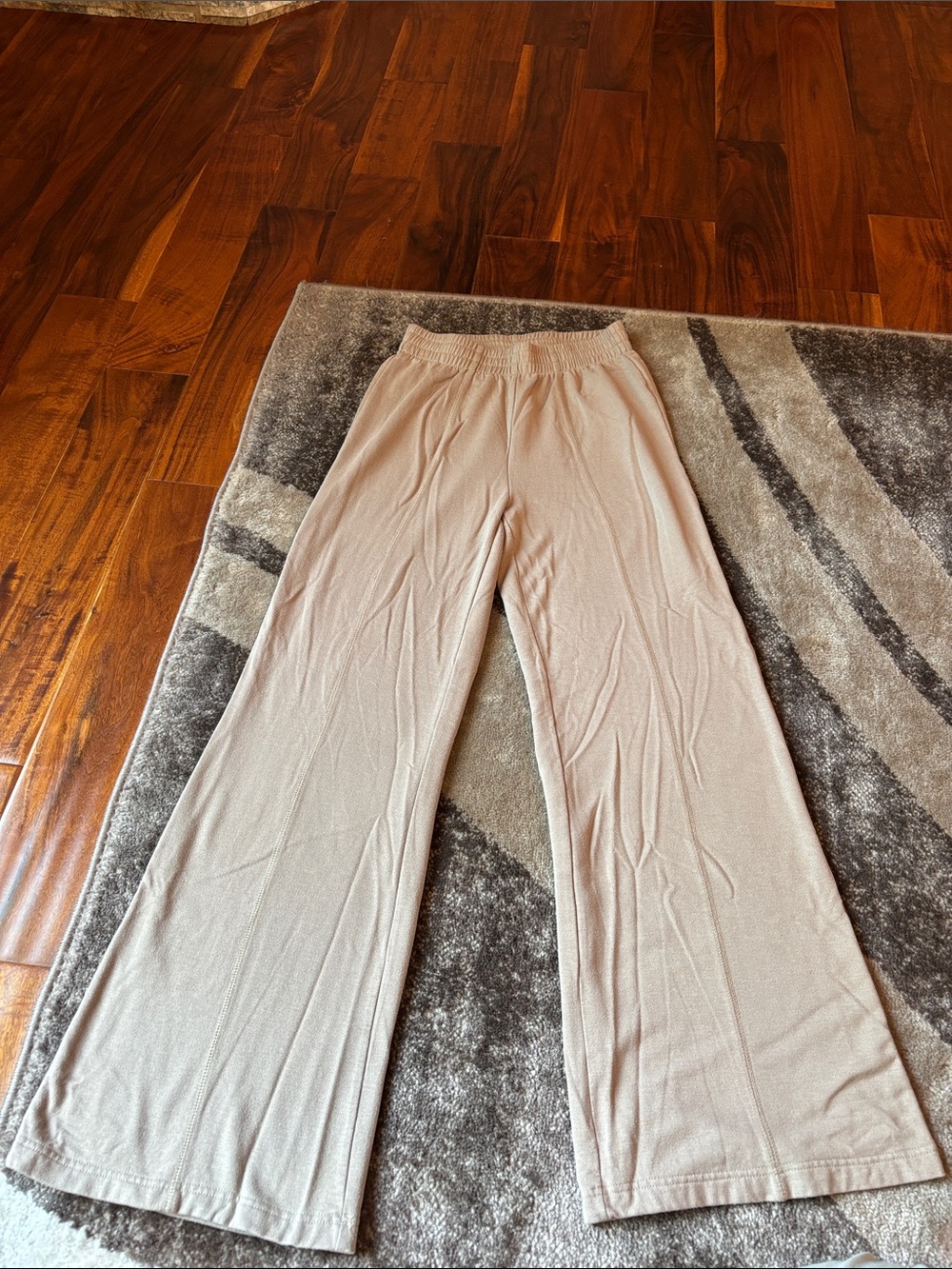 High-Rise Wide-Leg Pants in Light Taupe